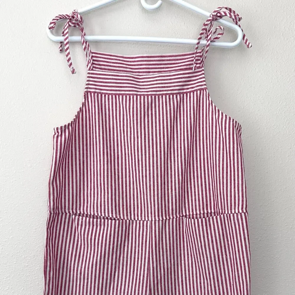 Striped Tie-Shoulder Jumpsuit in Pink